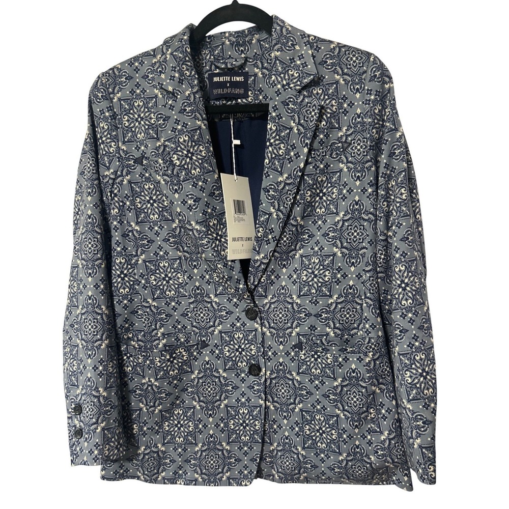 Juliette Lewis x Wildfang Blue Geometric Tile Print Blazer Pant Suit  Size XS 0